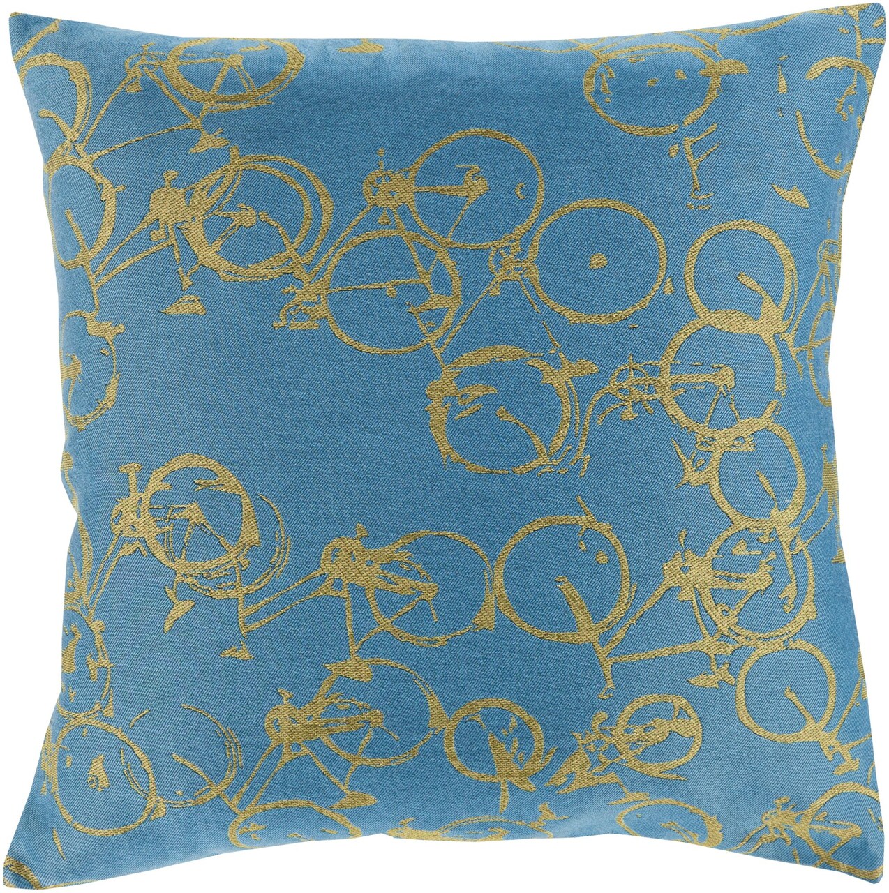 Tiwari Home 18" Sky Blue and Lime Green Bicycle Printed Square Throw Pillow Cover